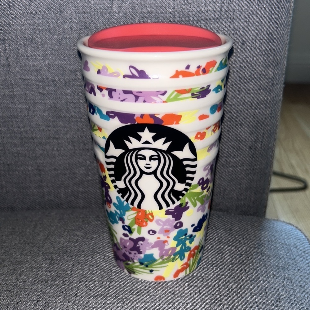 STARBUCKS Spring Pink Floral Ceramic Tumbler Coffee Mug